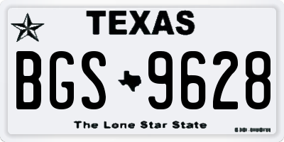 TX license plate BGS9628