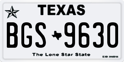 TX license plate BGS9630