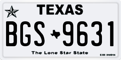 TX license plate BGS9631