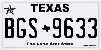 TX license plate BGS9633