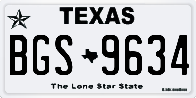 TX license plate BGS9634