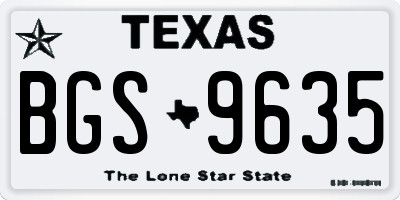 TX license plate BGS9635