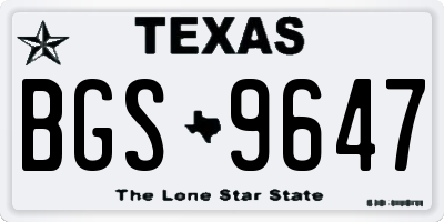 TX license plate BGS9647