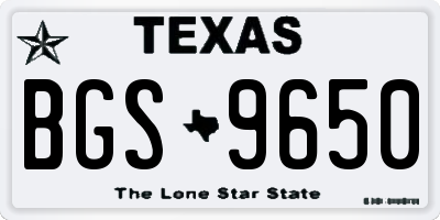 TX license plate BGS9650