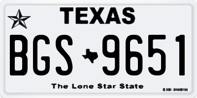 TX license plate BGS9651