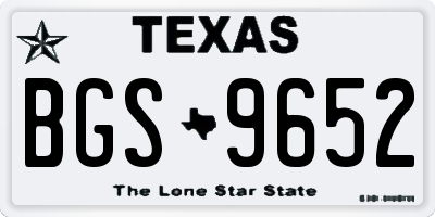 TX license plate BGS9652