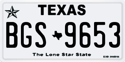 TX license plate BGS9653
