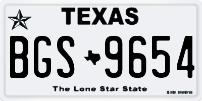 TX license plate BGS9654