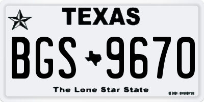 TX license plate BGS9670