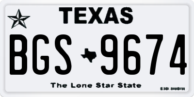 TX license plate BGS9674