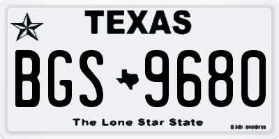 TX license plate BGS9680