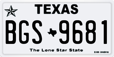 TX license plate BGS9681