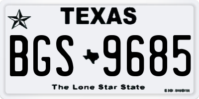 TX license plate BGS9685