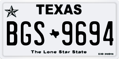 TX license plate BGS9694