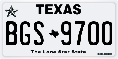 TX license plate BGS9700