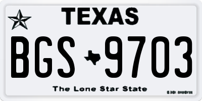 TX license plate BGS9703