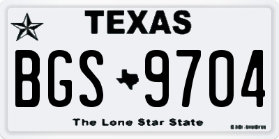 TX license plate BGS9704