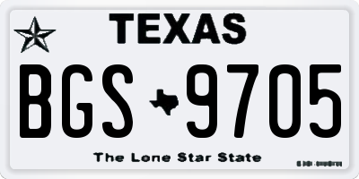 TX license plate BGS9705