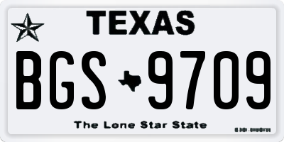 TX license plate BGS9709