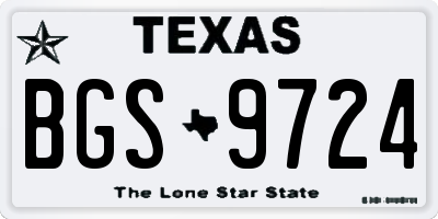 TX license plate BGS9724