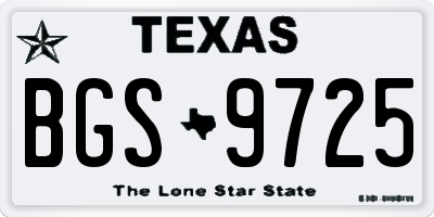 TX license plate BGS9725