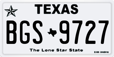 TX license plate BGS9727
