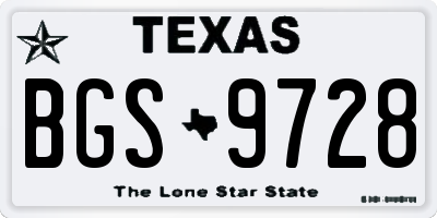 TX license plate BGS9728