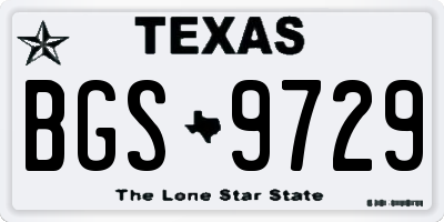 TX license plate BGS9729