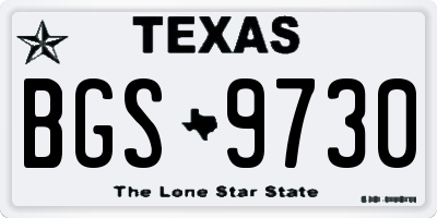 TX license plate BGS9730