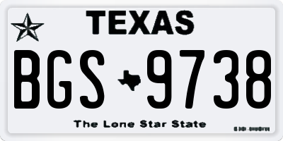 TX license plate BGS9738