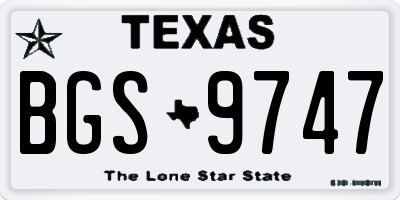 TX license plate BGS9747