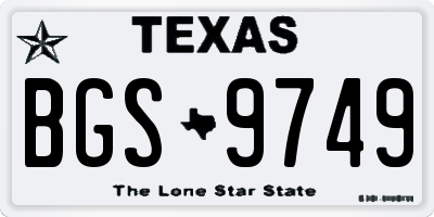 TX license plate BGS9749