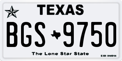 TX license plate BGS9750