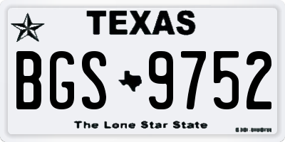 TX license plate BGS9752