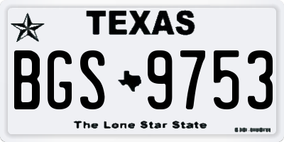 TX license plate BGS9753