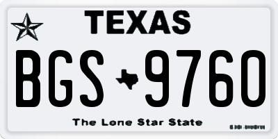 TX license plate BGS9760