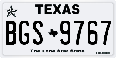 TX license plate BGS9767