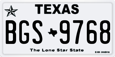 TX license plate BGS9768