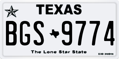 TX license plate BGS9774
