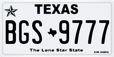 TX license plate BGS9777