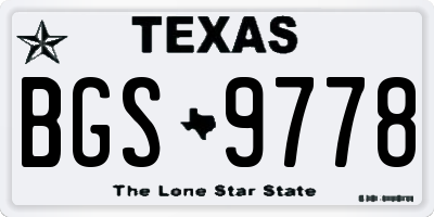 TX license plate BGS9778