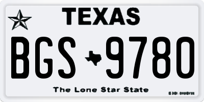 TX license plate BGS9780