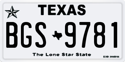 TX license plate BGS9781