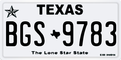 TX license plate BGS9783