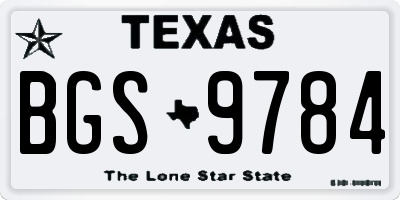 TX license plate BGS9784