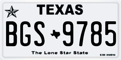TX license plate BGS9785