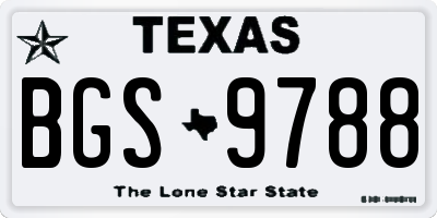 TX license plate BGS9788