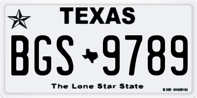 TX license plate BGS9789