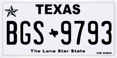 TX license plate BGS9793