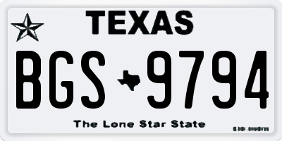 TX license plate BGS9794